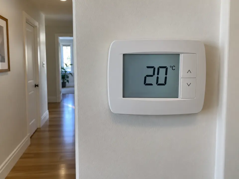 Photo fictive d’un thermostat affichant 20 degrés Celsius